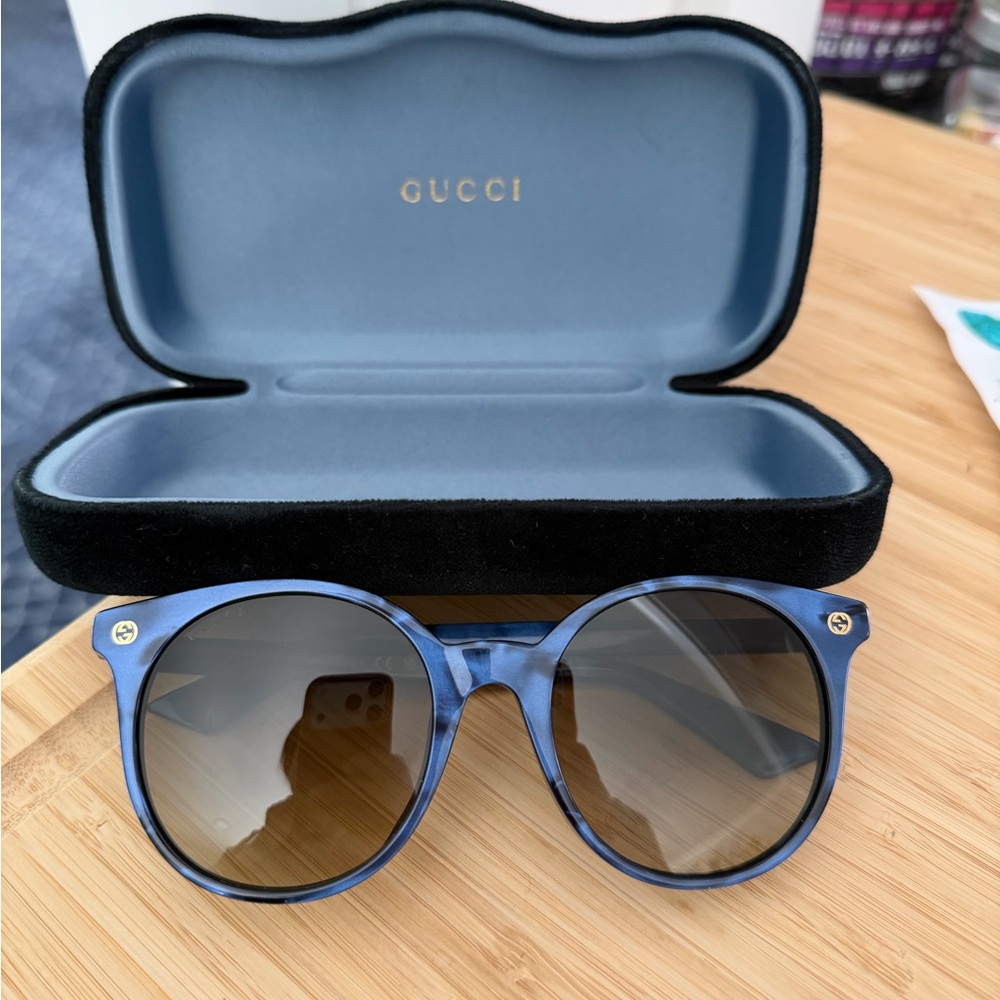 Gucci Blue 52mm Round Sunglasses